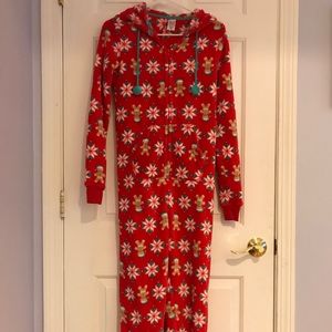 CHRISTMAS ONESIE HOODIE POCKETS FLEECE ZIPPER